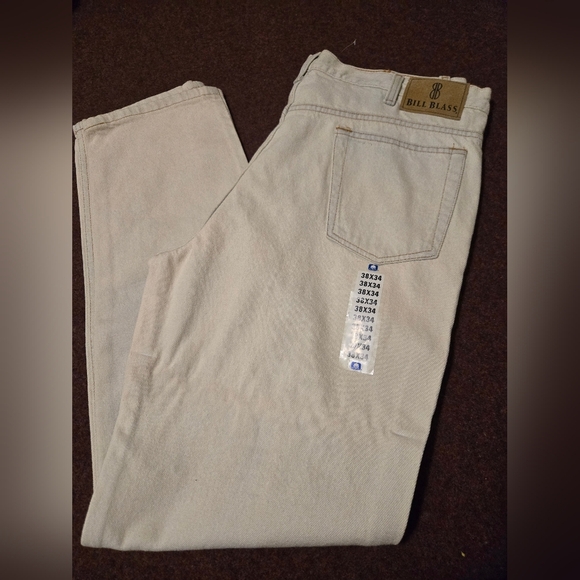 NEW Vintage Bill Blass Men's Jeans Tan with Blue Tone 38x34 - Picture 1 of 11